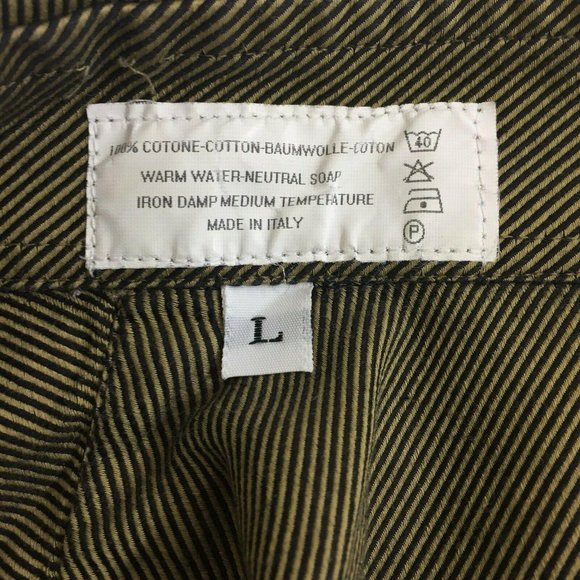 INGRAM Mens Casual Button Shirt L Italian L/S Brown Black Stripe Pocket Large - Picture 4 of 12